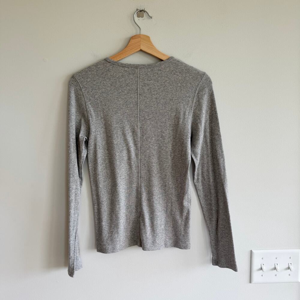 Everlane Ribbed Knit Crew Neck Stretch Long Sleeve Top Gray L - Picture 2 of 6